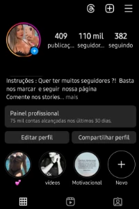 Instagram com 110 k e crescendo