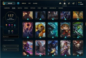 Conta prata 2 com TODOS os champs e 157 Skins + 3 Ultimates - League of Legends LOL