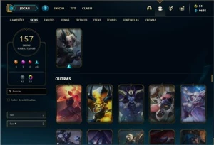Conta prata 2 com TODOS os champs e 157 Skins + 3 Ultimates - League of Legends LOL