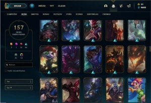 Conta prata 2 com TODOS os champs e 157 Skins + 3 Ultimates - League of Legends LOL