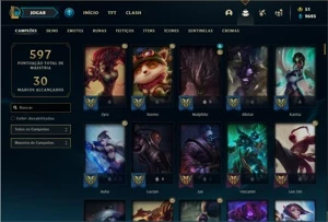 Conta prata 2 com TODOS os champs e 157 Skins + 3 Ultimates - League of Legends LOL