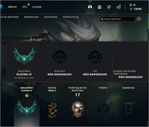 Conta Platina 4, Ganhando 20+ Pdl, Lvl 36, 13630 Essencias - League of Legends LOL