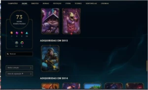 CONTA ALL CHAMPIONS, DIAMANTE 1, 73 SKINS - League of Legends LOL