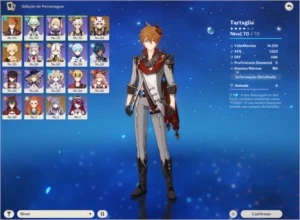 Conta Genshin Impact AR39 com Childe, Itto e Keqing