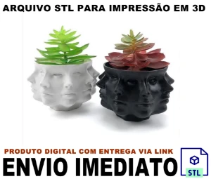 STL Para Impressão 3D - Jarro de Flores Faces