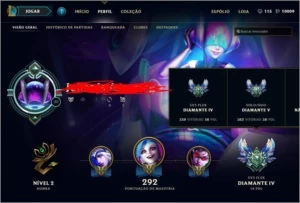 League of Legends CONTA - Diamante 4 e 110 Skins LOL