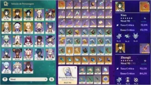 [AR 53] - Conta top Xião, Zhongli, Venti... + Báculo de Homa - Genshin Impact