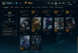 Unranked com 30 Champs e 2 Skins - League of Legends LOL