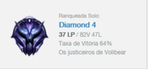 Conta LoL Diamante 4 64% Win rate Bom MMR League of Legends