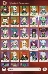 Conta Genshin Impact AR 56 9 personagens 5* e 18 4*g