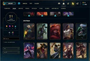 Conta unranked com 41 Champs e 21 Skins - League of Legends LOL