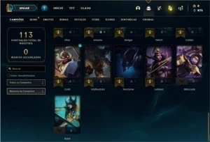 Conta unranked com 41 Champs e 21 Skins - League of Legends LOL