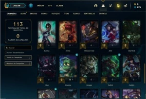 Conta unranked com 41 Champs e 21 Skins - League of Legends LOL