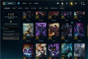 Conta unranked com 41 Champs e 21 Skins - League of Legends LOL