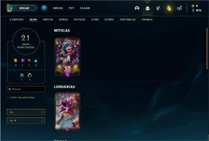 Conta unranked com 41 Champs e 21 Skins - League of Legends LOL