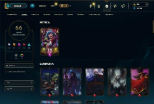 Bronze 1 com 90 Champs e 66 Skins - League of Legends LOL