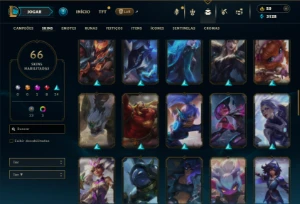 Bronze 1 com 90 Champs e 66 Skins - League of Legends LOL