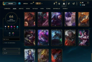 Bronze 1 com 90 Champs e 66 Skins - League of Legends LOL