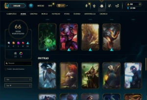 Bronze 1 com 90 Champs e 66 Skins - League of Legends LOL