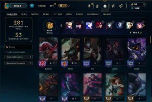 Bronze 1 com 90 Champs e 66 Skins - League of Legends LOL