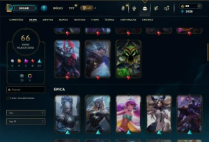 Bronze 1 com 90 Champs e 66 Skins - League of Legends LOL