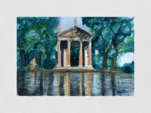 Aquarela Original Templo A4 - Sem Moldura