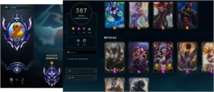 Conta League Of Legends D4, 387 skins, 100 PP LOL