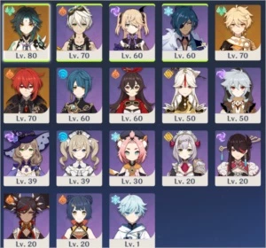 Conta Genshin AR 42 xiao, diluc, lança de jade, harpa - Genshin Impact
