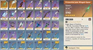 Conta Genshin AR 42 xiao, diluc, lança de jade, harpa - Genshin Impact
