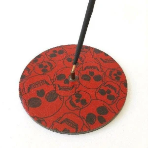 Porta Incenso Caveira Vermelha - Artesanato e Personalizados