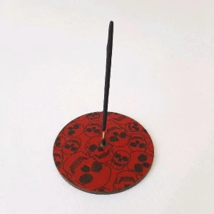 Porta Incenso Caveira Vermelha - Artesanato e Personalizados