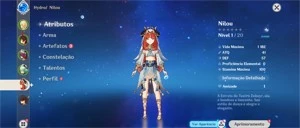 Conta genshin impact ar 5 com personagem 5 estrelas nilou