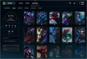 CONTA LEAGUE OF LEGENDS, 171 SKINS , 128 CHAMPS , PRATA 3 LOL