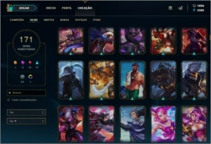 CONTA LEAGUE OF LEGENDS, 171 SKINS , 128 CHAMPS , PRATA 3 LOL