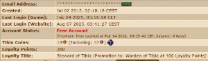 Account Tibia com 5% Loyalty