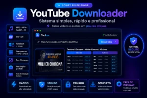 Script YouTube Downloader PHP 8.1+ com Interface Profissiona - Sites, Lojas e Sistemas Prontos Sites e Scripts