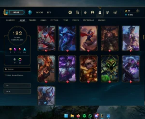 Conta LoL - Ouro IV - LVL 528 - 182 Skins - League of Legends