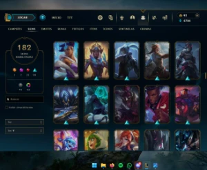 Conta LoL - Ouro IV - LVL 528 - 182 Skins - League of Legends