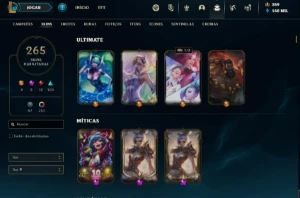 Conta Main Riven Platina 1 261 Skins + Skins Prestigio - League of Legends LOL