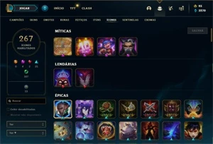 Conta com TODOS os champs e 196 Skins + 13 Espolios - League of Legends LOL
