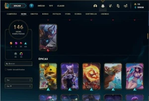 Conta prata 2 com 150 champs e 146 skins + 400k de Nami - League of Legends LOL