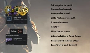 STEAM LEVEL 26, 52 JOGOS, ARK , LITTLE NIGHTMARES, ALIEN