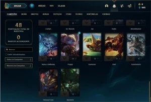 Conta Platina 3 com 41 Champs e 11 Skins + 1 Fragmento - League of Legends LOL