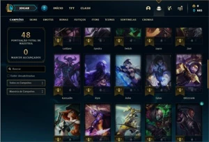 Conta Platina 3 com 41 Champs e 11 Skins + 1 Fragmento - League of Legends LOL