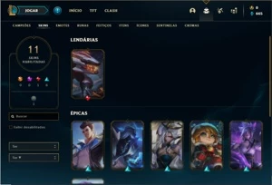 Conta Platina 3 com 41 Champs e 11 Skins + 1 Fragmento - League of Legends LOL