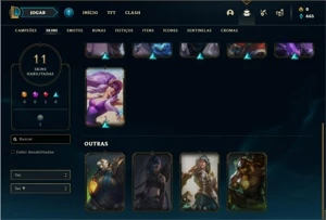 Conta Platina 3 com 41 Champs e 11 Skins + 1 Fragmento - League of Legends LOL