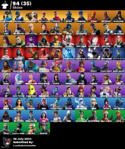 Conta De Fortnite/Epic Com 94 Skins + 905 V-Bucks + Salve O