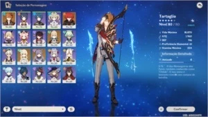 Conta AR46 com 2 armas lendárias, e 4 personagens  T5 - Genshin Impact