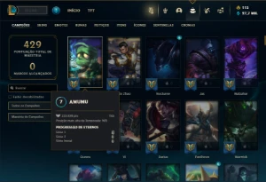 Unranked com 155 Champs e 490 Skins ( MAIN JG ) - League of Legends LOL