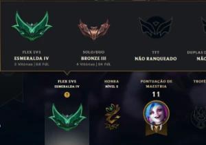 Conta Esmeralda 1V Na Flex E Bronze Soloq Antiga Handleveled - League of Legends LOL